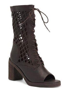 VINTAGE FOUNDRY Leather Normandy Open Toe Boots